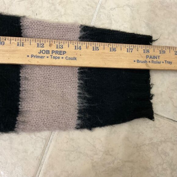 Allsaints  Lou Brushed Striped Crop Sweater women’s S fuzzy v neck mkt. Distress - Picture 11 of 12